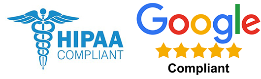 HIPAA and Google Compliance Logo Combined 160px height