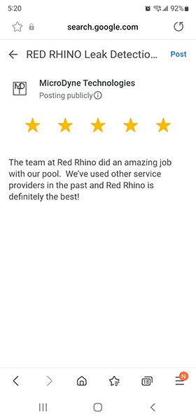 Screenshot Google Review Red Rhino Review