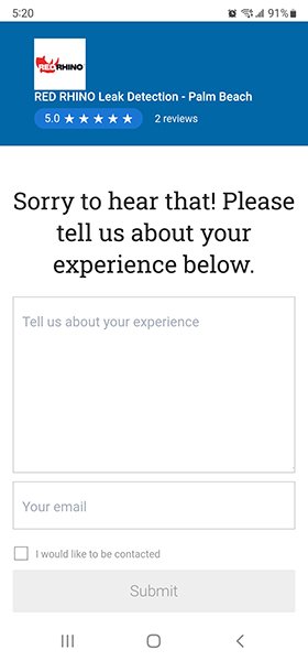 Screenshot Private Feedback Red Rhino Private Feedback